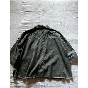 Rock and Republic Army Green Snap Button Short Sleeve Shirt